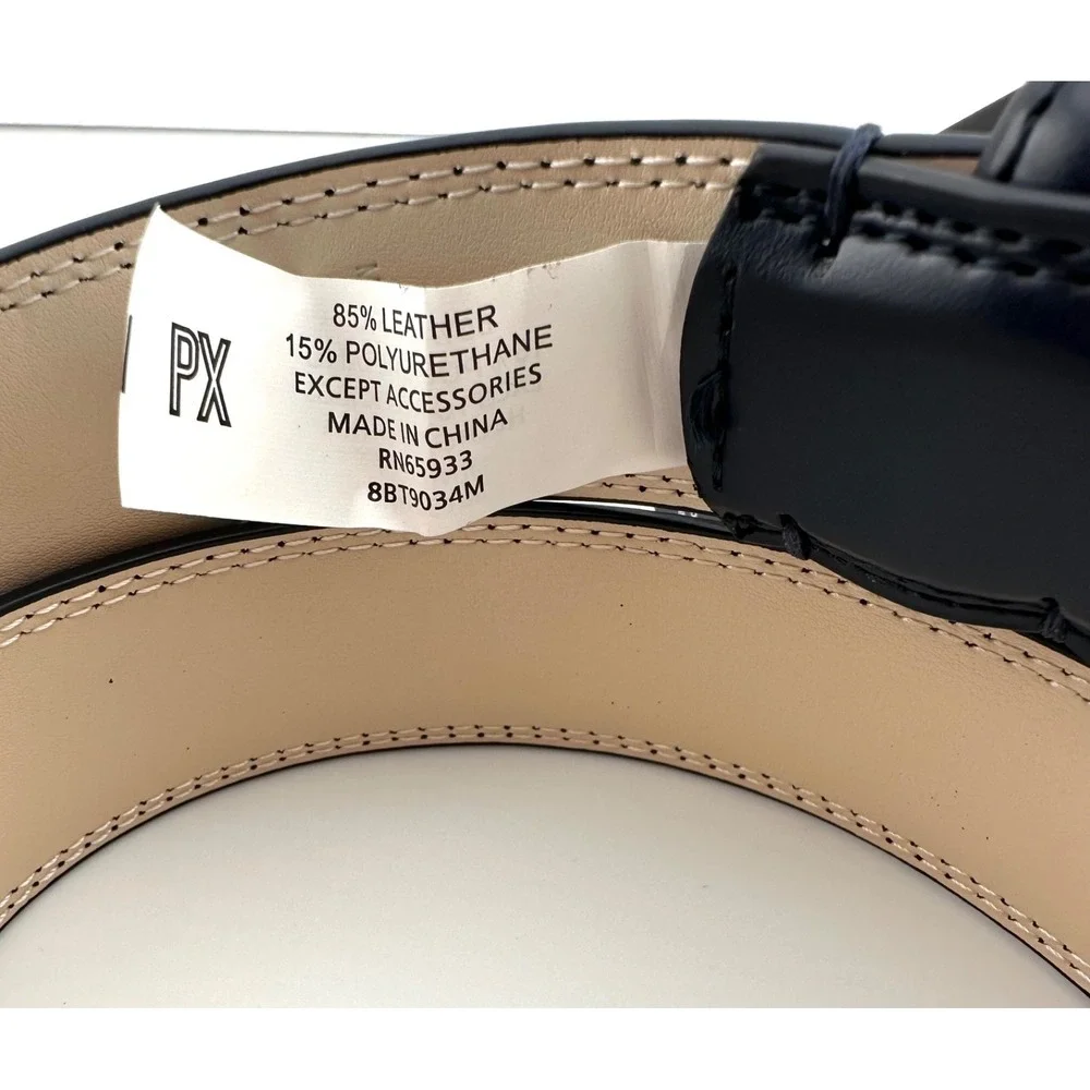 PX Clothing Leather Belt Stainless Steel Buckle Dark Navy Blue Men's Size 30 NWT